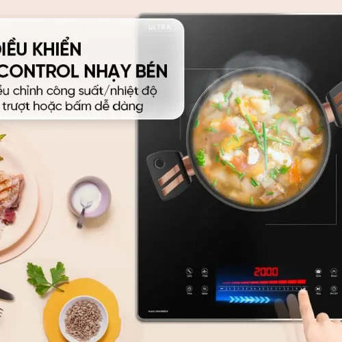 Bảng điều khiển Slider Control 9 mức của bếp điện từ đôi SUNHOUSE SHB5888DH