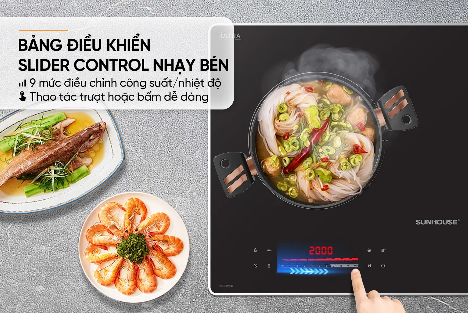 Bếp điện từ đôi SUNHOUSE SHB589 - 2200W/2200W - Ảnh 11