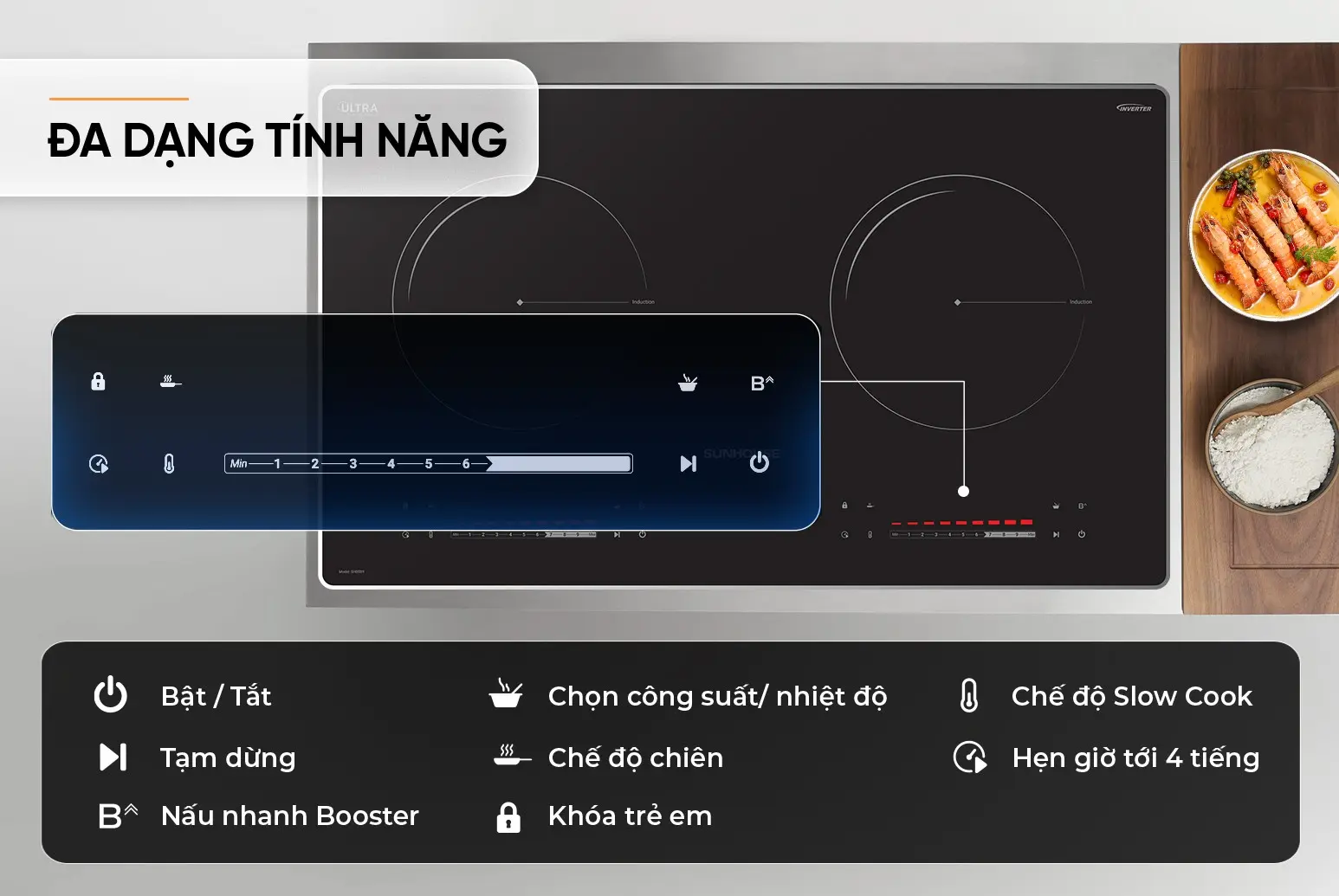 Bếp điện từ đôi SUNHOUSE SHB589 - 2200W/2200W - Ảnh 13