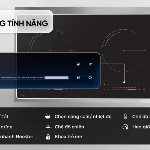 Bếp điện từ đôi SUNHOUSE SHB589 với bảng điều khiển cảm ứng nhìn từ trên