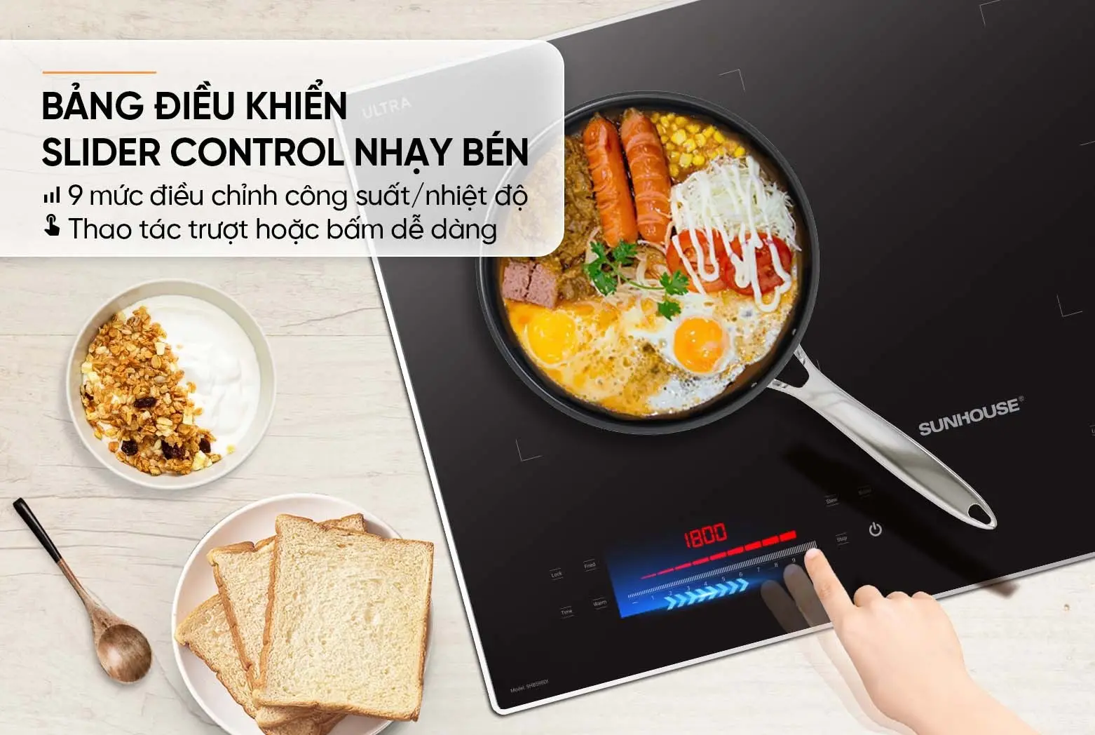 Bếp điện từ đôi SUNHOUSE SHB598DI - 2000W/2000W - Ảnh 8