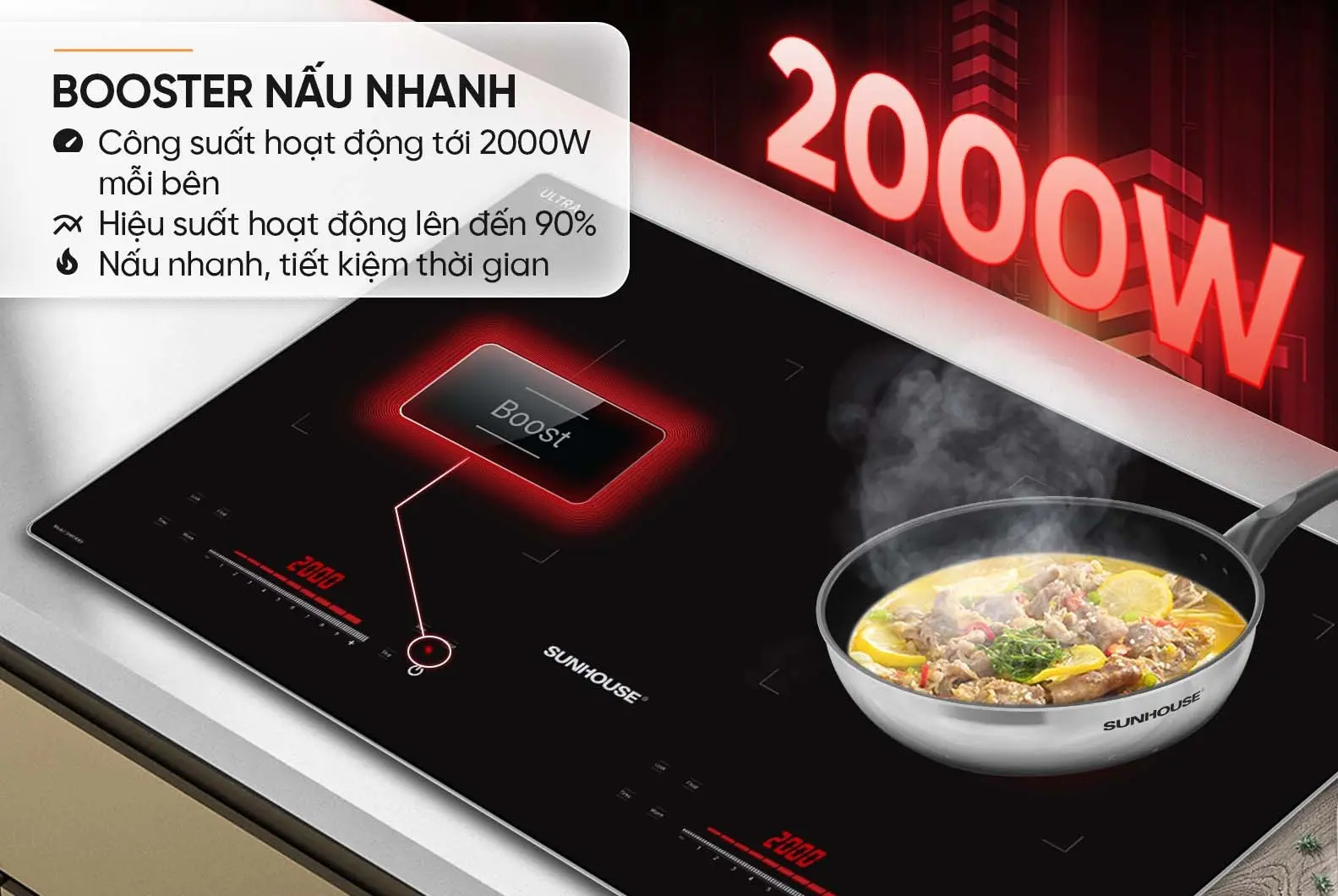 Bếp điện từ đôi SUNHOUSE SHB598DI - 2000W/2000W - Ảnh 9