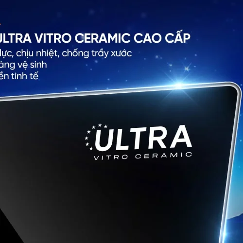 Cận cảnh mặt kính Ultra Vitro Ceramic của bếp điện từ đôi SUNHOUSE SHB598DI