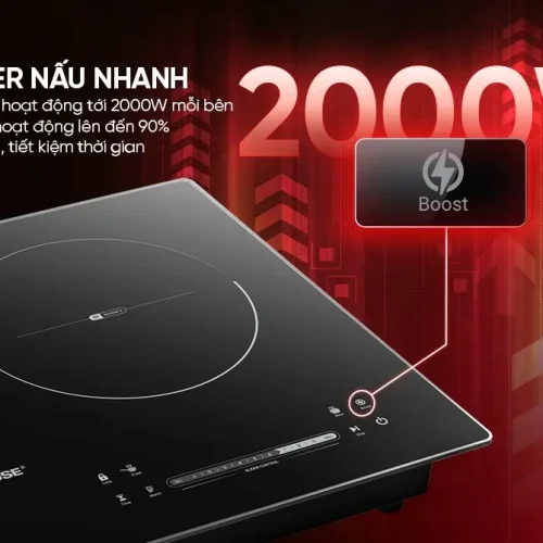 Bếp điện từ đôi SUNHOUSE SHB5999DH với chức năng Booster nấu nhanh 2000W mỗi bên