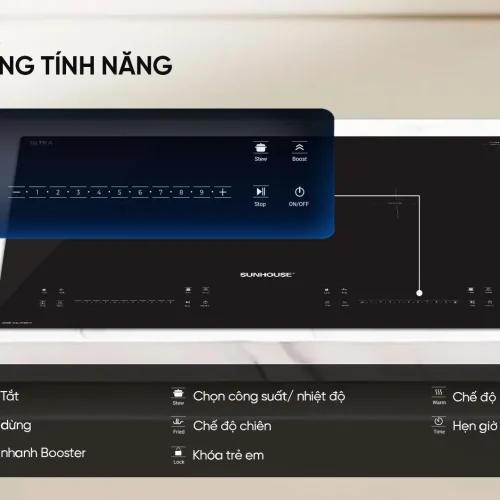 Bếp điện từ đôi SUNHOUSE SHB5999MAX với bảng điều khiển cảm ứng trên mặt bếp