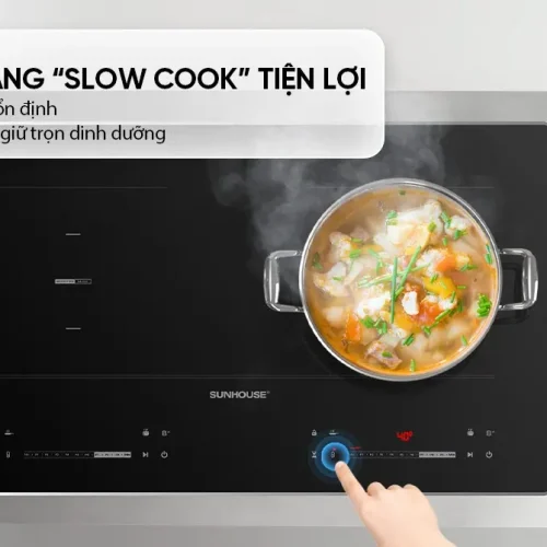 Bếp điện từ đôi SUNHOUSE SHB599HT tính năng Slow Cook với nồi nấu trên bếp