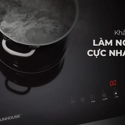 Bếp điện từ đôi SUNHOUSE SHB68-DY làm nóng nhanh với vùng nấu cảm ứng