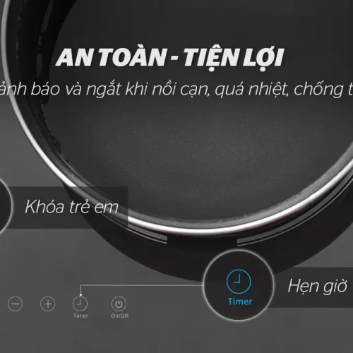 Tính năng khóa trẻ em và hẹn giờ trên bếp điện từ đôi SUNHOUSE SHB8100