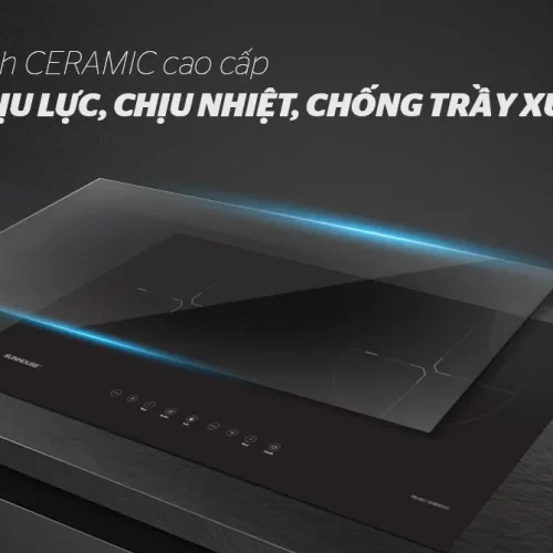Mặt kính Ceramic chịu lực chịu nhiệt chống trầy xước của bếp điện từ đôi SUNHOUSE SHB8100