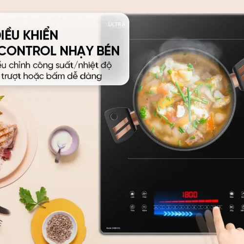 Bảng điều khiển cảm ứng trượt của bếp điện từ đôi SUNHOUSE SHB81012