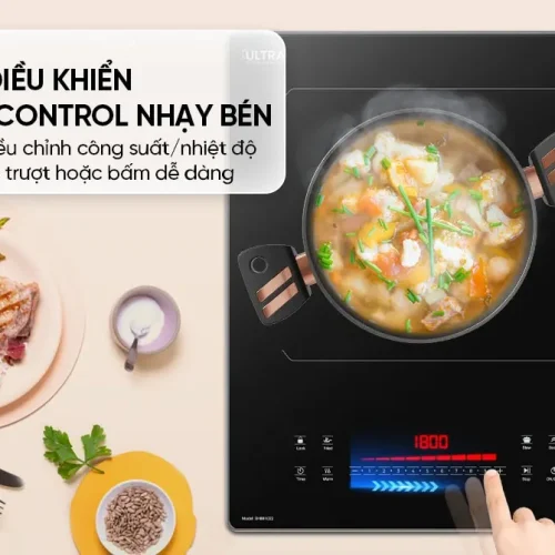 Bảng điều khiển Slider Control của bếp điện từ đôi SUNHOUSE SHB81022