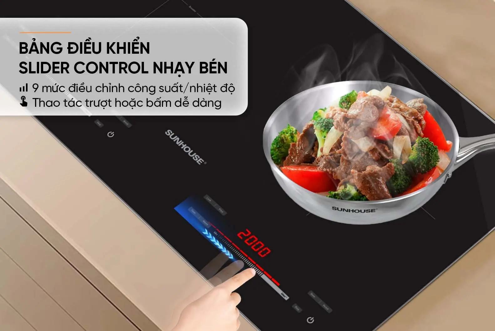 Bếp điện từ đôi SUNHOUSE SHB81032-EC - 2000W/2000W - Ảnh 11