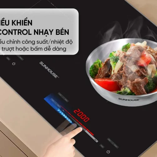 Bếp điện từ đôi SUNHOUSE SHB81032-EC với bảng điều khiển Slider Control