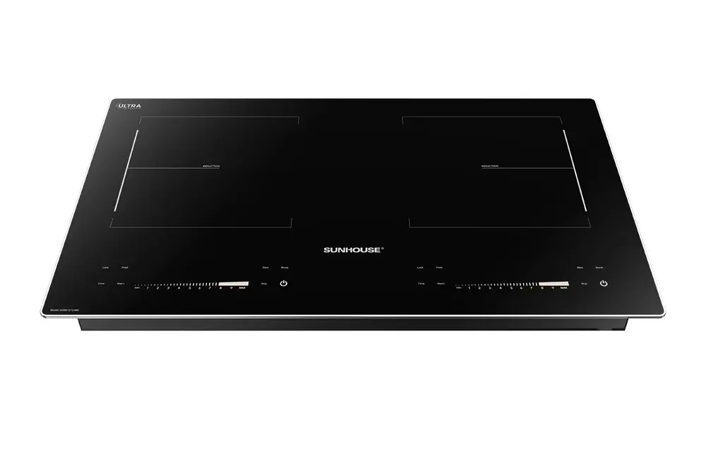 Bếp điện từ đôi SUNHOUSE SHB81272-MD toàn cảnh mặt kính đen