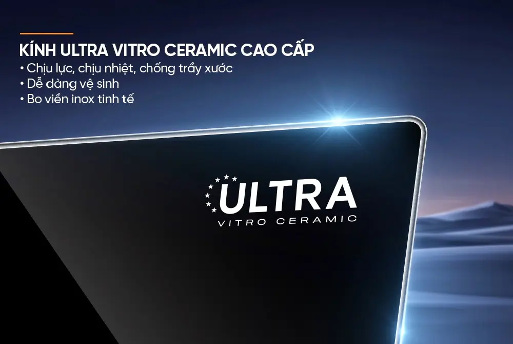 Mặt kính Ultra Vitro Ceramic của bếp điện từ đôi SUNHOUSE SHB81272-MD