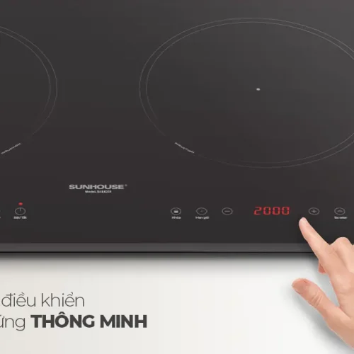 Bảng điều khiển cảm ứng của bếp điện từ đôi SUNHOUSE SHB8201