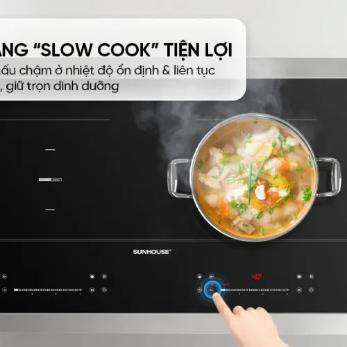 Tính năng nấu chậm Slow Cook trên bếp điện từ đôi SUNHOUSE SHB82012