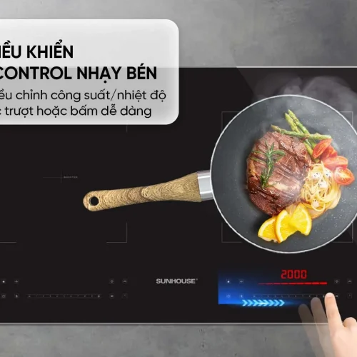 Bếp điện từ đôi SUNHOUSE SHB82032-EC với bảng điều khiển Slider Control nhạy bén