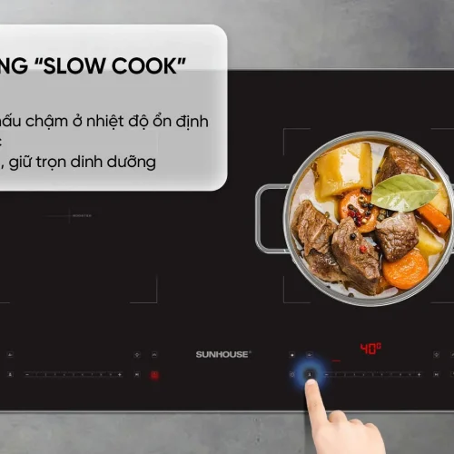 Bếp điện từ đôi SUNHOUSE SHB82032-EC với tính năng nấu chậm Slow Cook