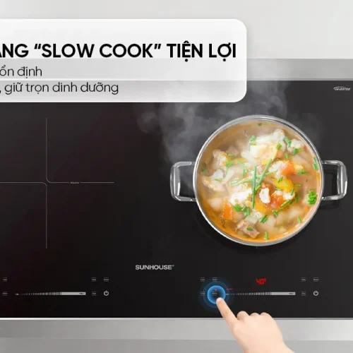 Chức năng nấu chậm Slow Cook trên bếp điện từ đôi SUNHOUSE SHB82082-VMD