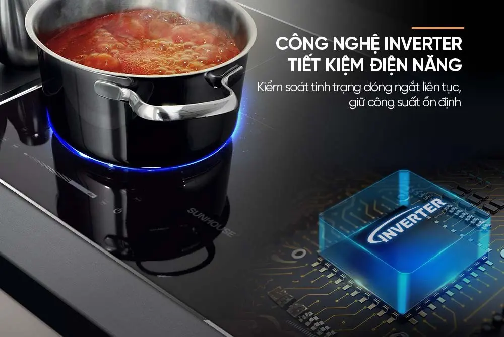 Công nghệ Inverter tiết kiệm điện của bếp điện từ đôi SUNHOUSE SHB82082-VMD