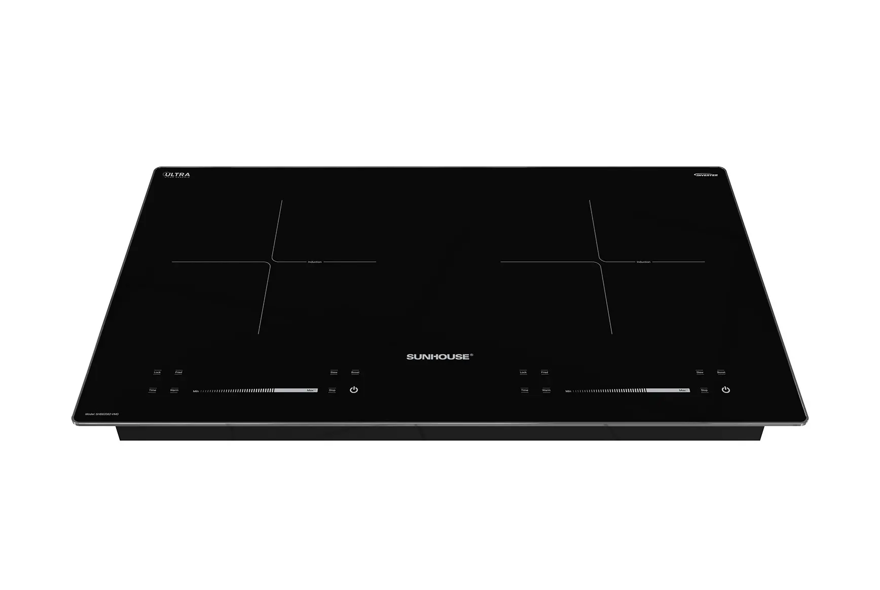 Bếp điện từ đôi SUNHOUSE SHB82082-VMD mặt kính đen góc chính diện