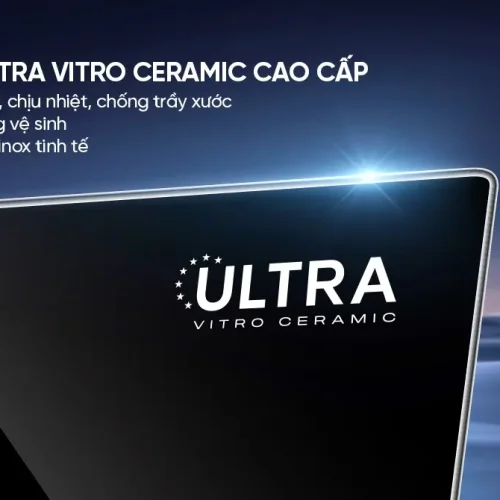 Cận cảnh mặt kính Ultra Vitro Ceramic cao cấp của bếp điện từ đôi SUNHOUSE SHB82082-VMD
