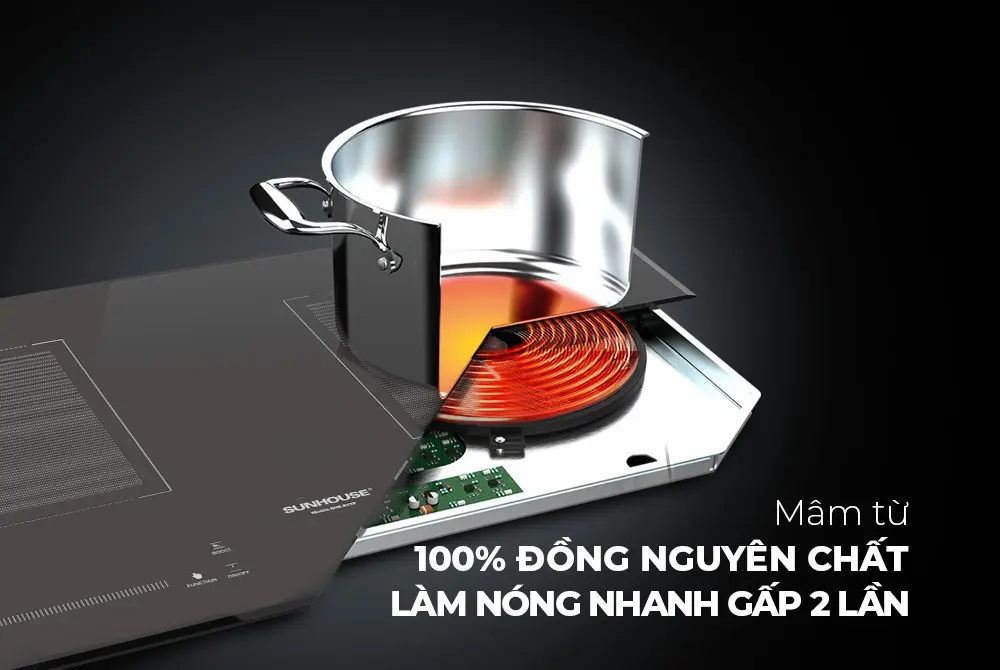 Bếp điện từ đôi SUNHOUSE SHB83TP - 2000W/2000W - Ảnh 7