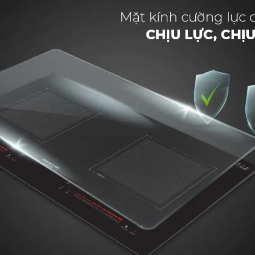 Mặt kính cường lực chịu lực chịu nhiệt của bếp điện từ đôi SUNHOUSE SHB83TP
