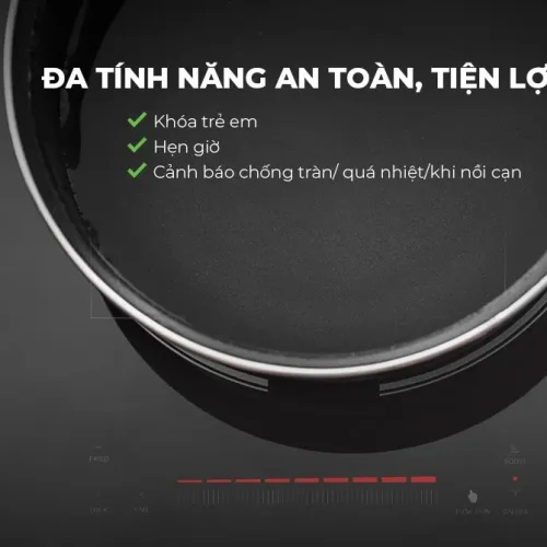 Bếp điện từ đôi SUNHOUSE SHB83TP với tính năng khóa trẻ em, hẹn giờ và cảnh báo an toàn
