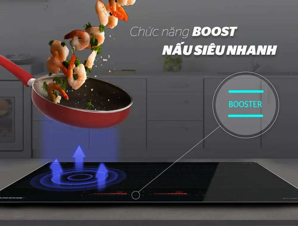 Bếp điện từ đôi SUNHOUSE SHB888-PLUS với chức năng Boost nấu siêu nhanh