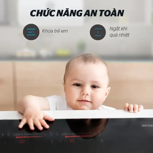 Bếp điện từ đôi SUNHOUSE SHB888-PLUS với khóa trẻ em và tự ngắt khi quá nhiệt