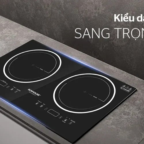 Kiểu dáng sang trọng của bếp điện từ đôi SUNHOUSE SHB9003-EC