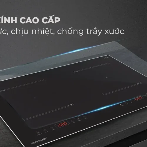 Mặt kính bếp điện từ đôi SUNHOUSE SHB9101S chịu lực chịu nhiệt