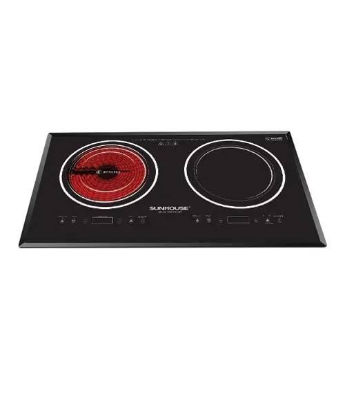 Bếp điện từ đôi 2 loại SUNHOUSE SHB9103MT mặt kính đen với vùng nấu hồng ngoại và từ