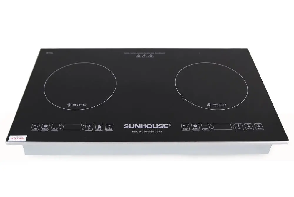 Bếp điện từ đôi SUNHOUSE SHB9108-S mặt kính đen 2 vùng nấu