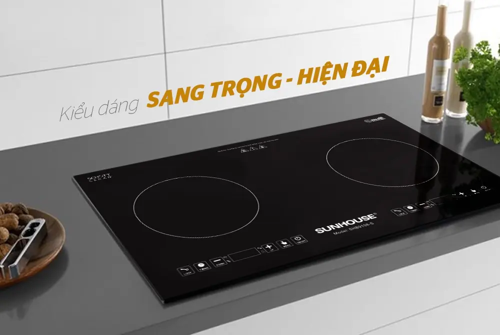 Bếp điện từ đôi SUNHOUSE SHB9108-S kiểu dáng sang trọng, hiện đại