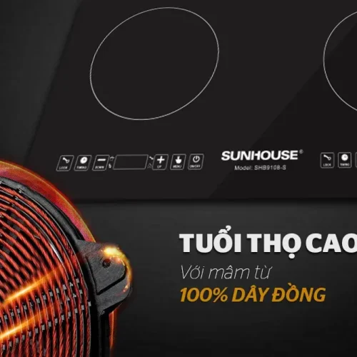 Bếp điện từ đôi SUNHOUSE SHB9108-S mâm từ 100% dây đồng bền bỉ