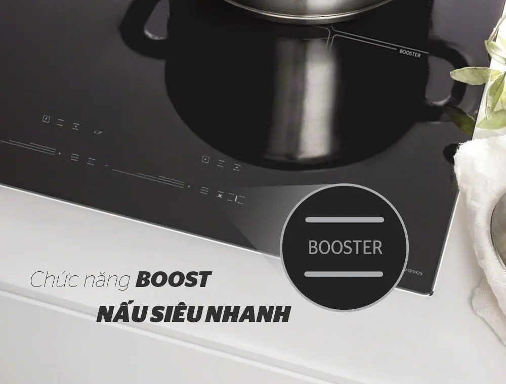 Chức năng Booster nấu siêu nhanh trên bếp điện từ đôi SUNHOUSE SHB9109