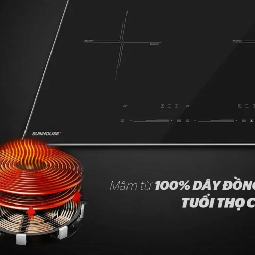 Mâm từ 100% dây đồng của bếp điện từ đôi SUNHOUSE SHB9109