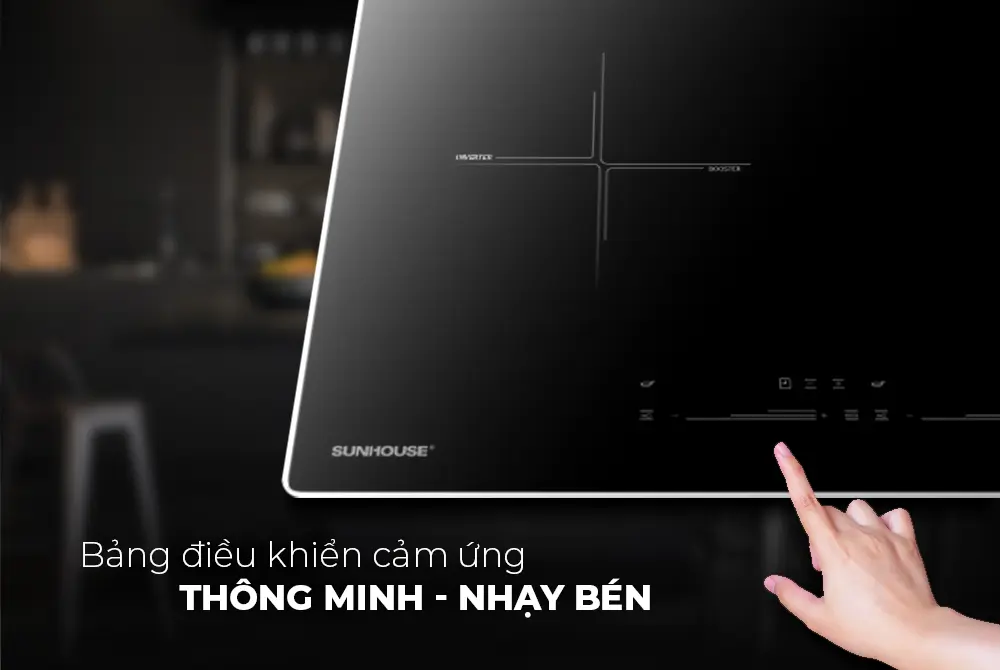 Bảng điều khiển cảm ứng thông minh của bếp điện từ đôi SUNHOUSE SHB9109-S