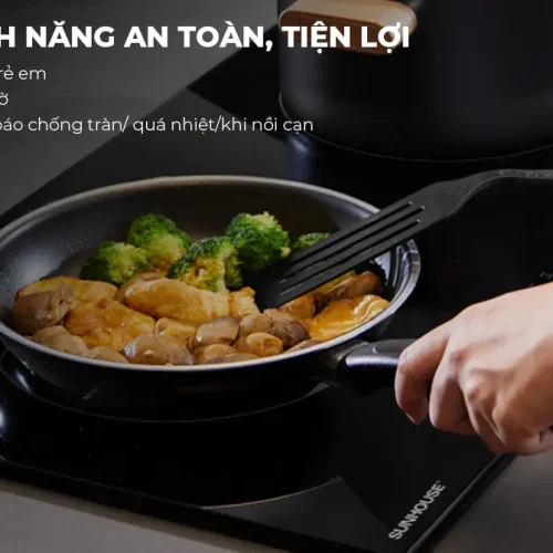 Bếp điện từ đôi SUNHOUSE SHB9109-S với tính năng an toàn khi nấu ăn