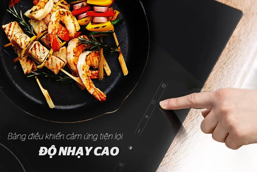 Bảng điều khiển cảm ứng độ nhạy cao của bếp điện từ đôi SUNHOUSE SHB9122MT
