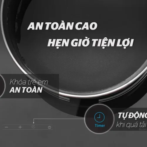 Bếp điện từ đôi SUNHOUSE SHB9122MT với khóa trẻ em, hẹn giờ và tự động ngắt khi quá tải
