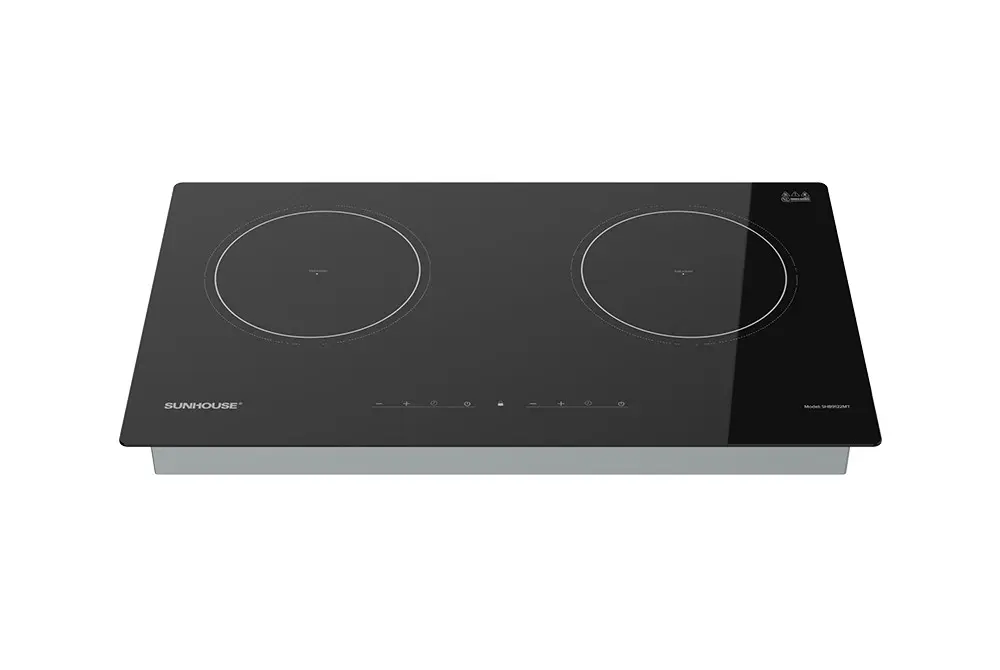 Bếp điện từ đôi SUNHOUSE SHB9122MT mặt kính đen với hai vùng nấu