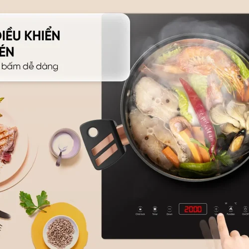 Bếp điện từ đôi SUNHOUSE SHB9606-GT với bảng điều khiển cảm ứng nhạy bén