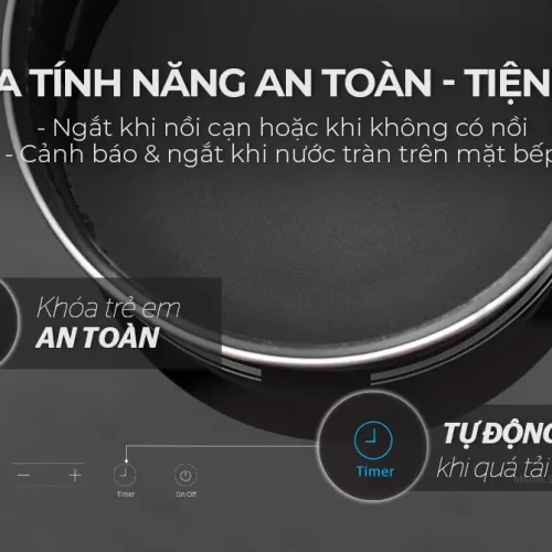 Bếp điện từ đôi SUNHOUSE SHB98-HP với khóa trẻ em và bảng điều khiển hẹn giờ