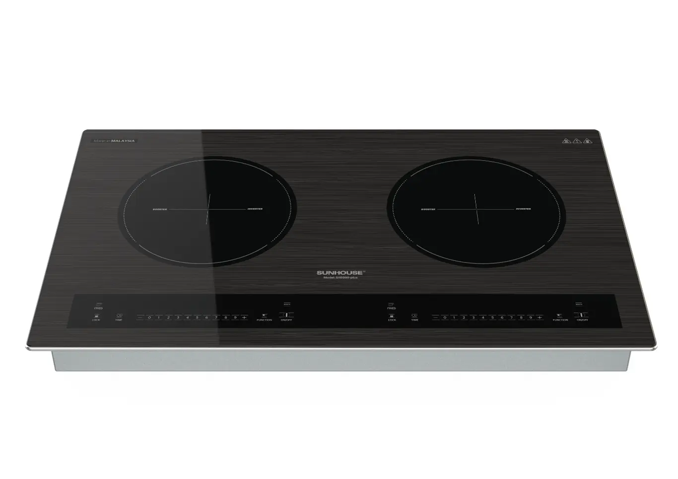 Bếp điện từ đôi SUNHOUSE SHB999-PLUS mặt kính đen với hai vùng nấu