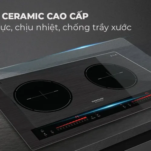 Mặt kính ceramic của bếp điện từ đôi SUNHOUSE SHB999-PLUS