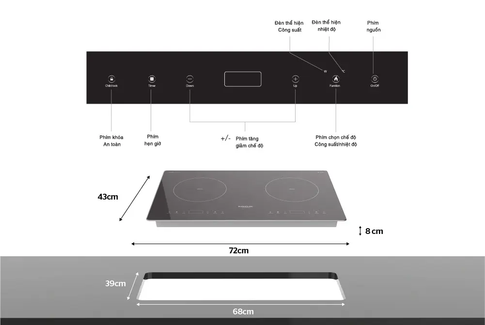 Bếp điện từ đôi SUNHOUSE SHB999HP - 1800W/1800W - Ảnh 9
